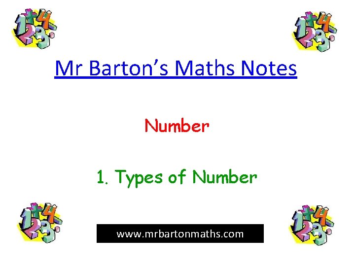 Mr Barton’s Maths Notes Number 1. Types of Number www. mrbartonmaths. com 