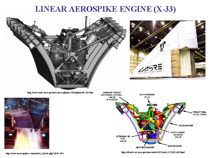 LINEAR AEROSPIKE ENGINE (X-33) http: //www. msfc. nasa. gov/news/photos/1998/photos 98 -204. htm http: //www.