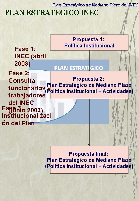 Plan Estratégico de Mediano Plazo del INEC PLAN ESTRATEGICO INEC Fase 1: INEC (abril