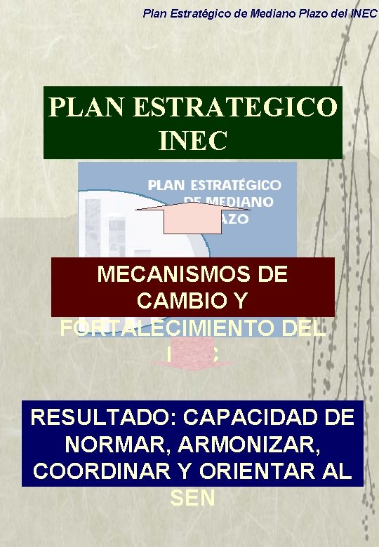 Plan Estratégico de Mediano Plazo del INEC PLAN ESTRATEGICO INEC MECANISMOS DE CAMBIO Y