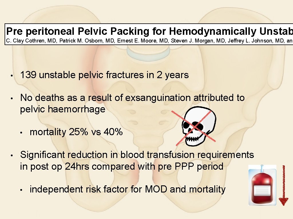 Pre peritoneal Pelvic Packing for Hemodynamically Unstab C. Clay Cothren, MD, Patrick M. Osborn,