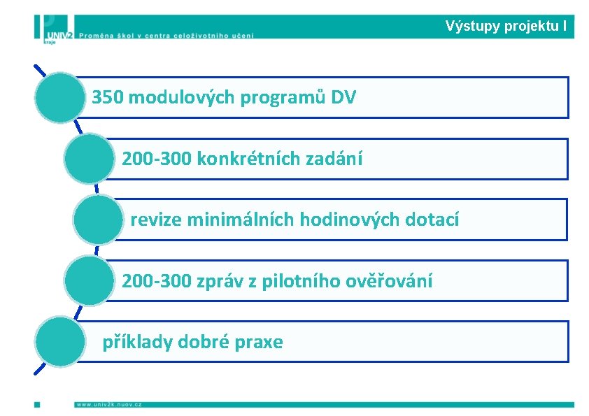 Výstupy projektu I 350 modulových programů DV 200 -300 konkrétních zadání revize minimálních hodinových