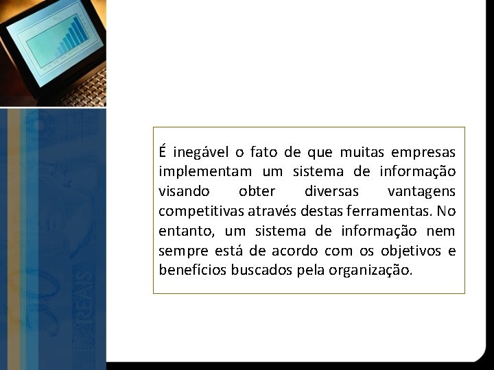 É inegável o fato de que muitas empresas implementam um sistema de informação visando