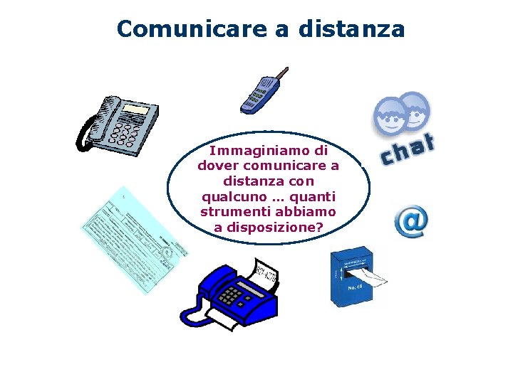 Comunicare a distanza Immaginiamo di dover comunicare a distanza con qualcuno … quanti strumenti