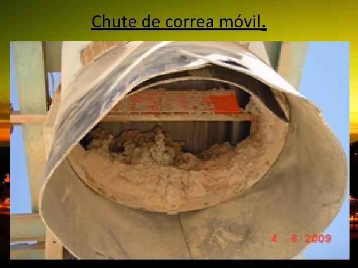 Chute de correa móvil. 