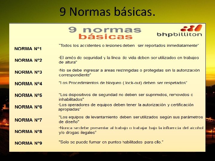 9 Normas básicas. 