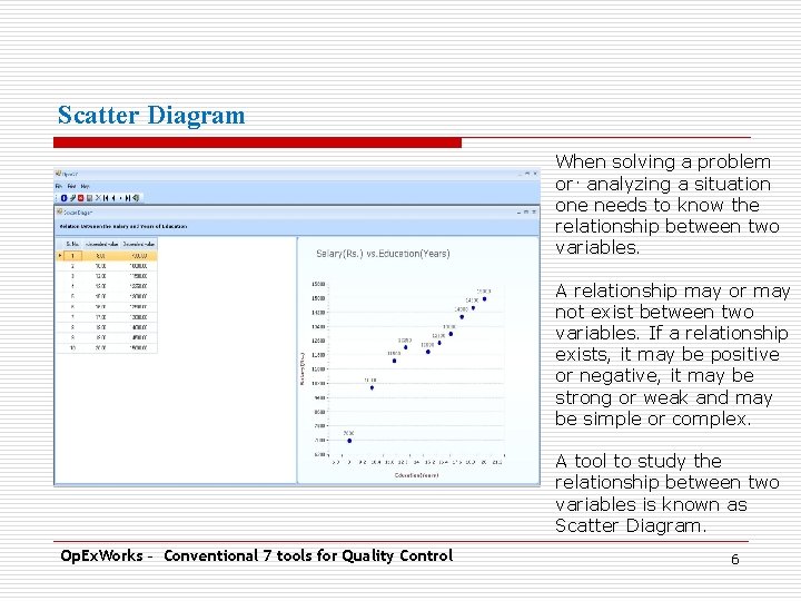 Scatter Diagram When solving a problem or. analyzing a situation one needs to know