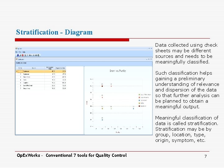 Stratification - Diagram Data collected using check. sheets may be different sources and needs