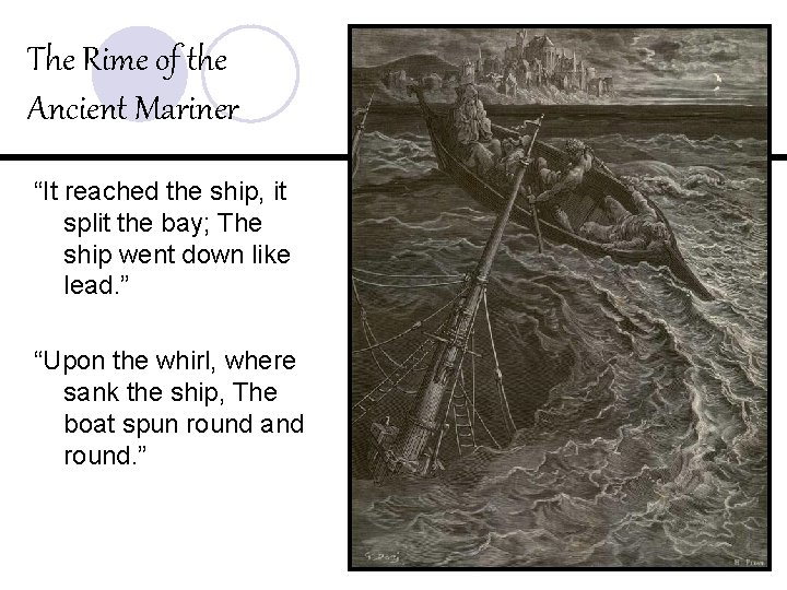 The Rime of the Ancient Mariner “It reached the ship, it split the bay;