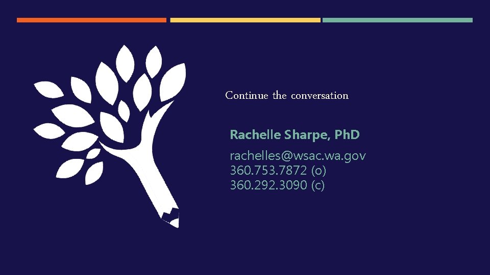 Continue the conversation Rachelle Sharpe, Ph. D rachelles@wsac. wa. gov 360. 753. 7872 (o) Continue the conversation Rachelle Sharpe, Ph. D rachelles@wsac. wa. gov 360. 753. 7872 (o)