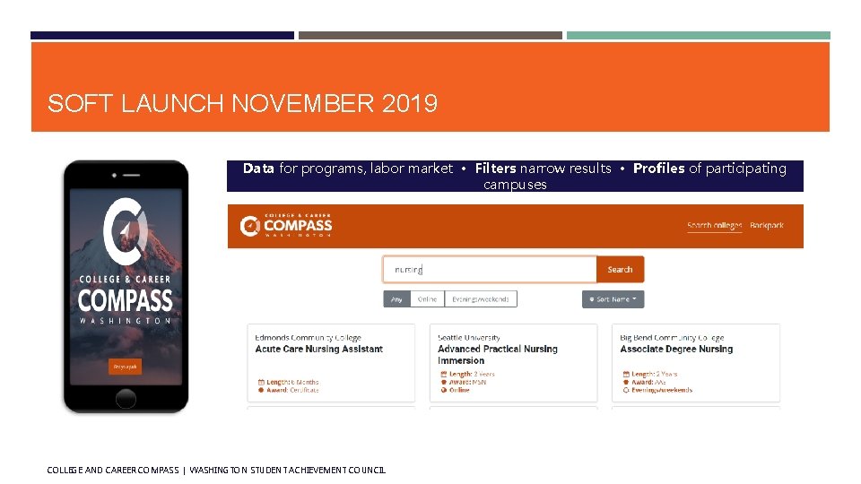 SOFT LAUNCH NOVEMBER 2019 Data for programs, labor market • Filters narrow results • SOFT LAUNCH NOVEMBER 2019 Data for programs, labor market • Filters narrow results •