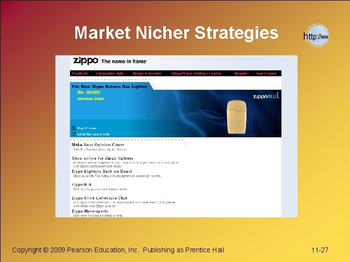 Market Nicher Strategies Copyright © 2009 Pearson Education, Inc. Publishing as Prentice Hall 11