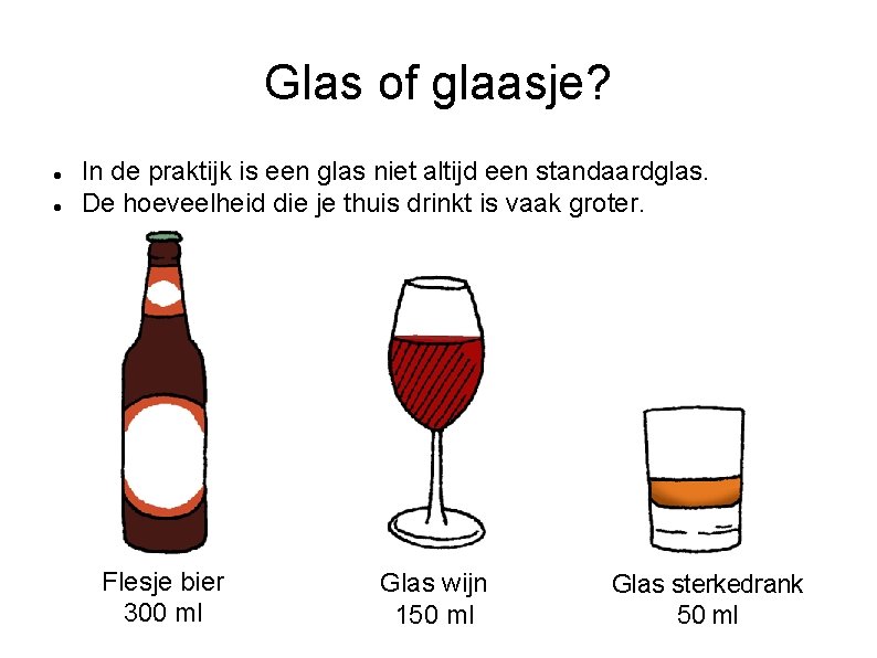 Glas of glaasje? In de praktijk is een glas niet altijd een standaardglas. De