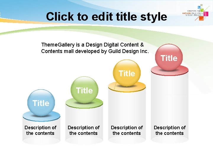 Click to edit title style Theme. Gallery is a Design Digital Content & Contents