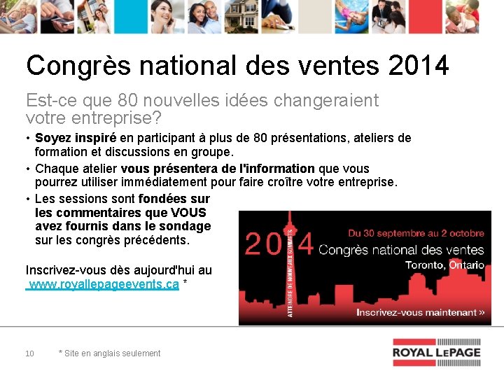 Congrès national des ventes 2014 Est-ce que 80 nouvelles idées changeraient votre entreprise? •