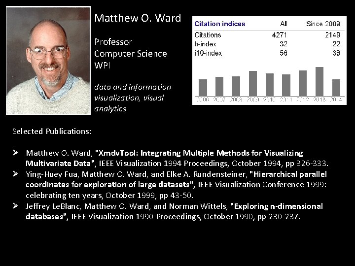 Matthew O. Ward Professor Computer Science WPI data and information visualization, visual analytics Selected Matthew O. Ward Professor Computer Science WPI data and information visualization, visual analytics Selected