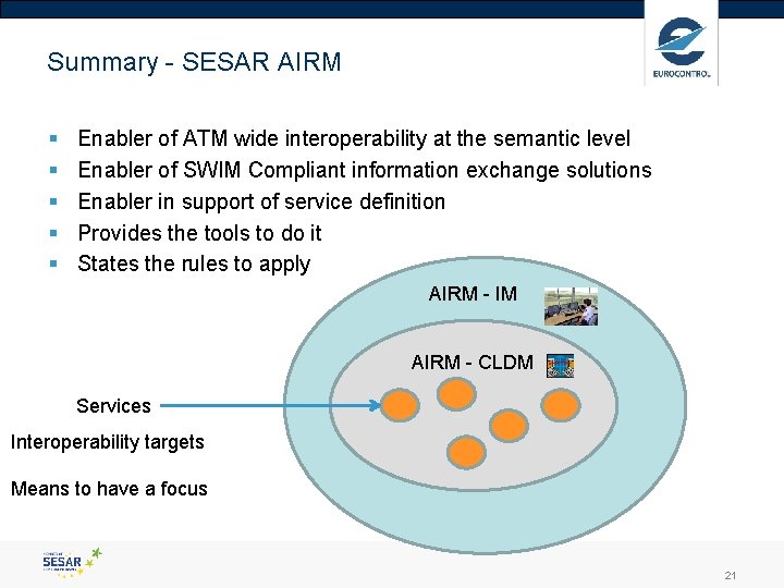 Summary - SESAR AIRM § § § Enabler of ATM wide interoperability at the