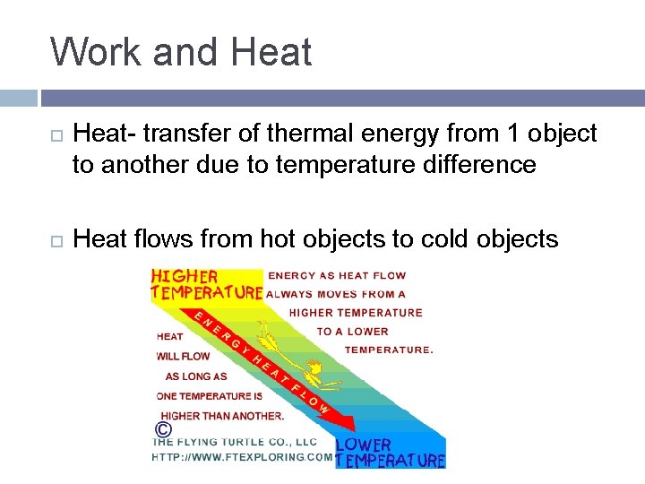 Work and Heat- transfer of thermal energy from 1 object to another due to