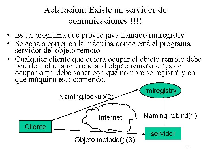 Aclaración: Existe un servidor de comunicaciones !!!! • Es un programa que provee java