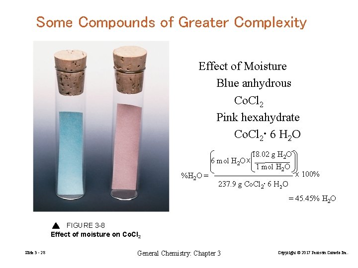 Some Compounds of Greater Complexity Effect of Moisture Blue anhydrous Co. Cl 2 Pink