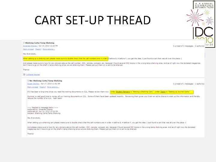 CART SET-UP THREAD 