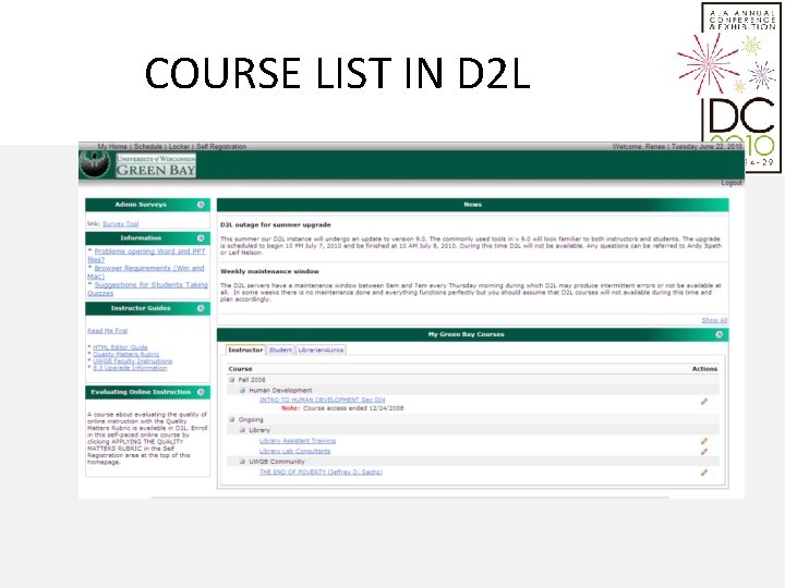 COURSE LIST IN D 2 L 