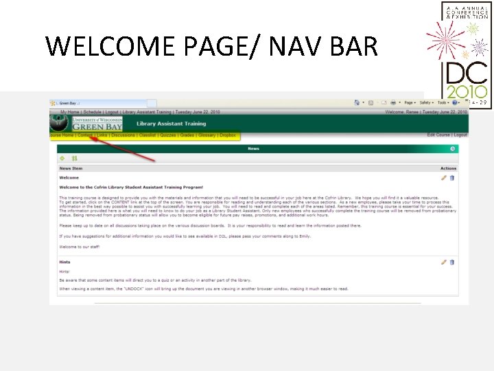 WELCOME PAGE/ NAV BAR 