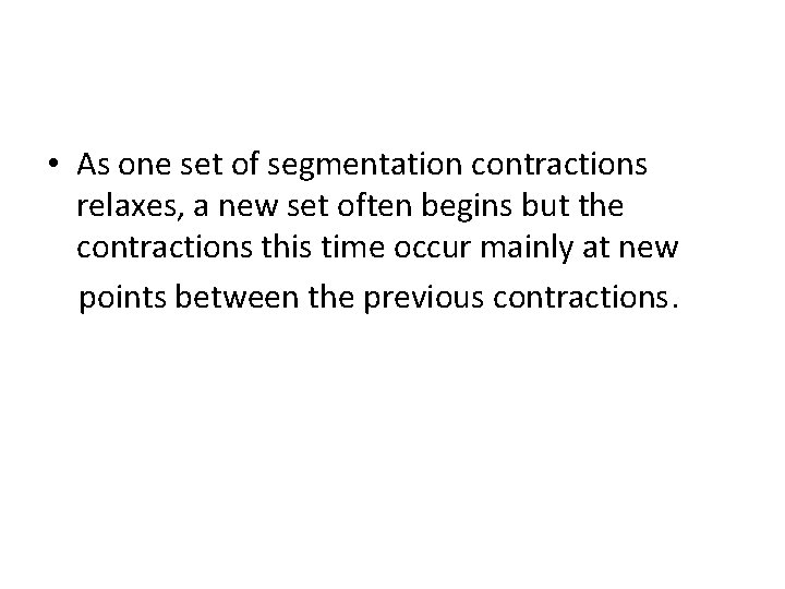  • As one set of segmentation contractions relaxes, a new set often begins