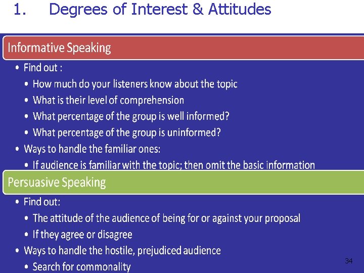 1. Degrees of Interest & Attitudes 34 1. Degrees of Interest & Attitudes 34