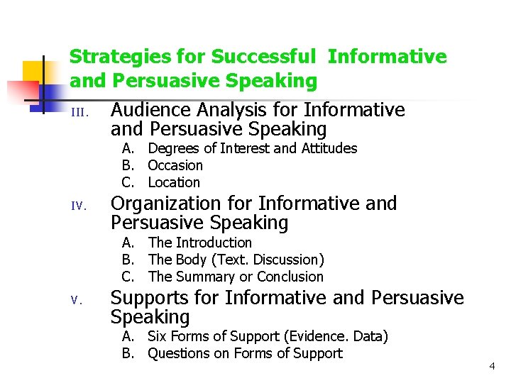 Strategies for Successful Informative and Persuasive Speaking III. Audience Analysis for Informative and Persuasive Strategies for Successful Informative and Persuasive Speaking III. Audience Analysis for Informative and Persuasive