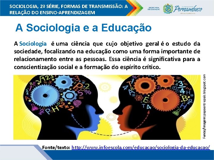 SOCIOLOGIA, 2ª SÉRIE, FORMAS DE TRANSMISSÃO: A RELAÇÃO DO ENSINO-APRENDIZAGEM A Sociologia e a