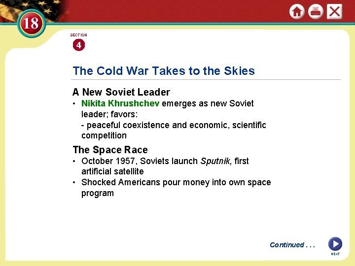 SECTION 4 The Cold War Takes to the Skies A New Soviet Leader •