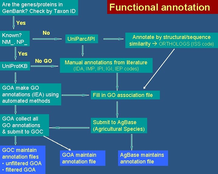 Are the genes/proteins in Gen. Bank? Check by Taxon ID Functional annotation Yes No