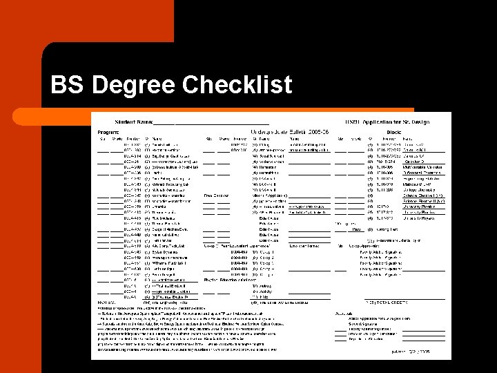 BS Degree Checklist 