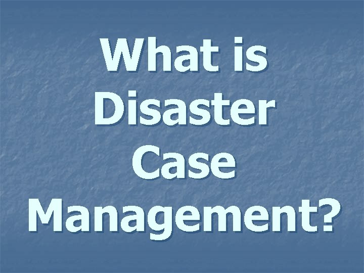 What is Disaster Case Management? 