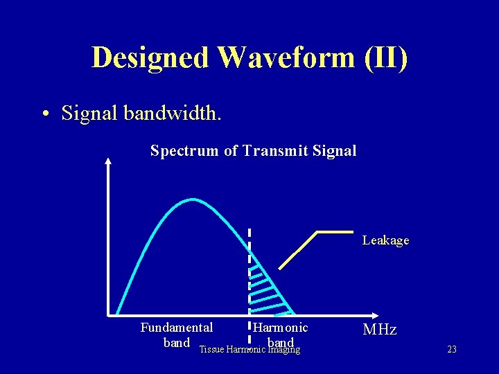 Designed Waveform (II) • Signal bandwidth. Spectrum of Transmit Signal Leakage Fundamental Harmonic band