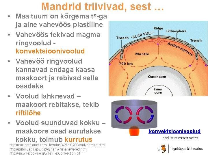 Mandrid triivivad, sest … • Maa tuum on kõrgema tº-ga ja aine vahevöös plastiline