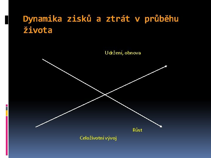 Dynamika zisků a ztrát v průběhu života Udržení, obnova Růst Celoživotní vývoj 