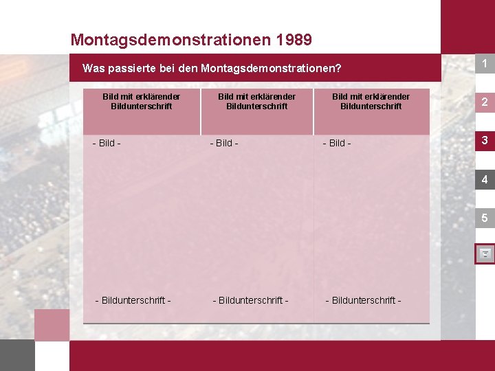 Montagsdemonstrationen 1989 Was passierte bei den Montagsdemonstrationen? Bild mit erklärender Bildunterschrift - Bild -