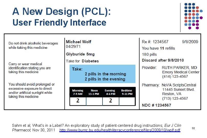 A New Design (PCL): User Friendly Interface Sahm et al; What’s in a Label?