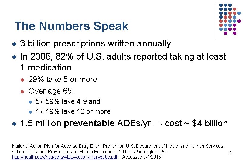 The Numbers Speak l l 3 billion prescriptions written annually In 2006, 82% of