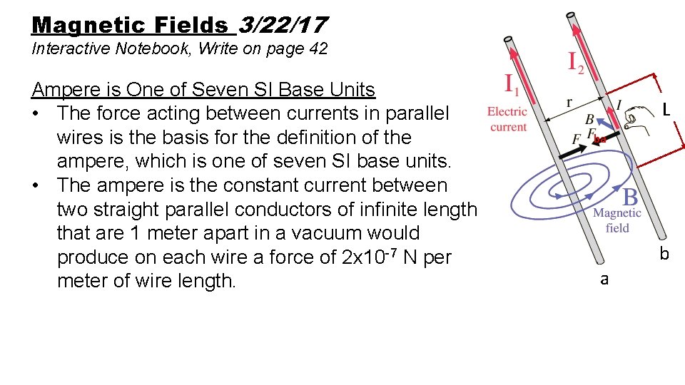 Magnetic Fields 3/22/17 Interactive Notebook, Write on page 42 Ampere is One of Seven