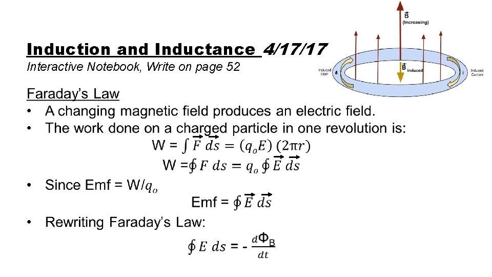 Induction and Inductance 4/17/17 Interactive Notebook, Write on page 52 