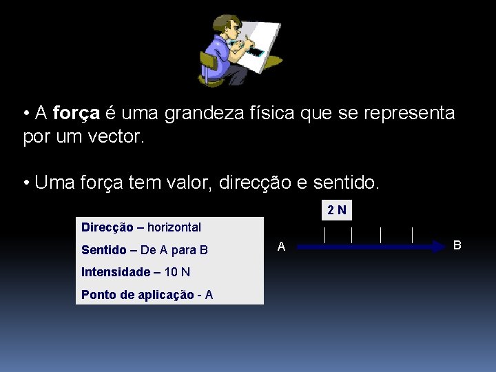  • A força é uma grandeza física que se representa por um vector.