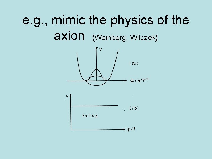 e. g. , mimic the physics of the axion (Weinberg; Wilczek) 