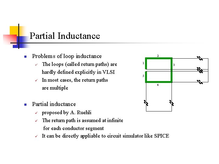 Partial Inductance n Problems of loop inductance ü ü n The loops (called return Partial Inductance n Problems of loop inductance ü ü n The loops (called return