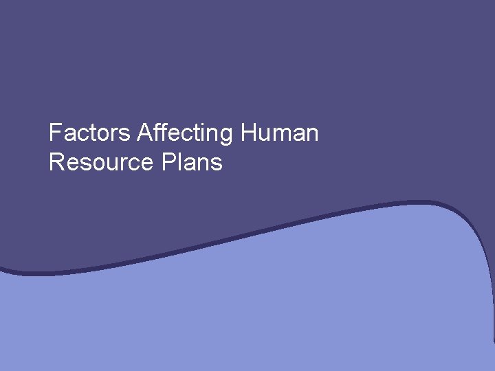 Factors Affecting Human Resource Plans 