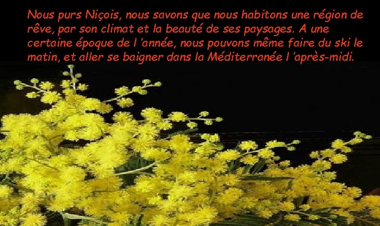 Nous purs Niçois, nous savons que nous habitons une région de rêve, par son