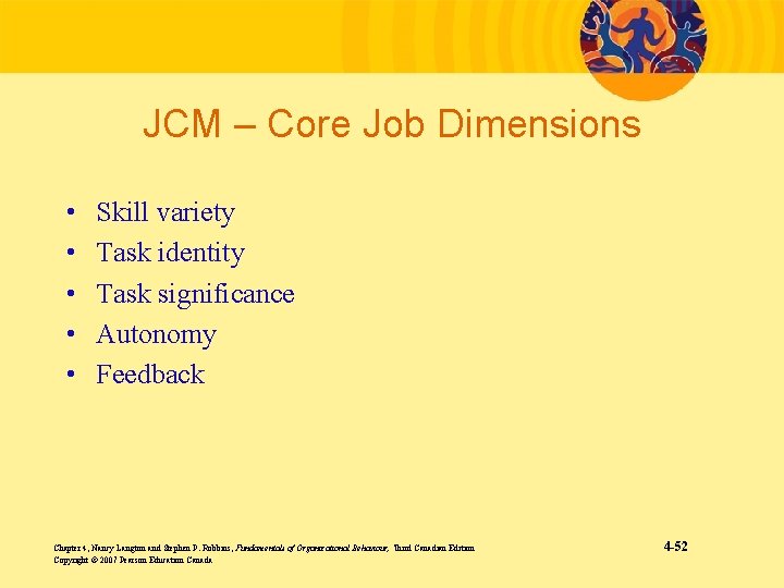 JCM – Core Job Dimensions • • • Skill variety Task identity Task significance