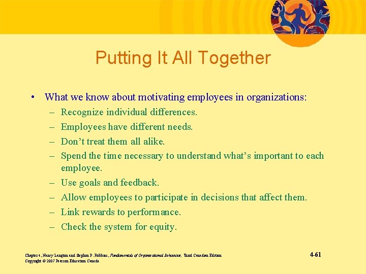 Putting It All Together • What we know about motivating employees in organizations: –